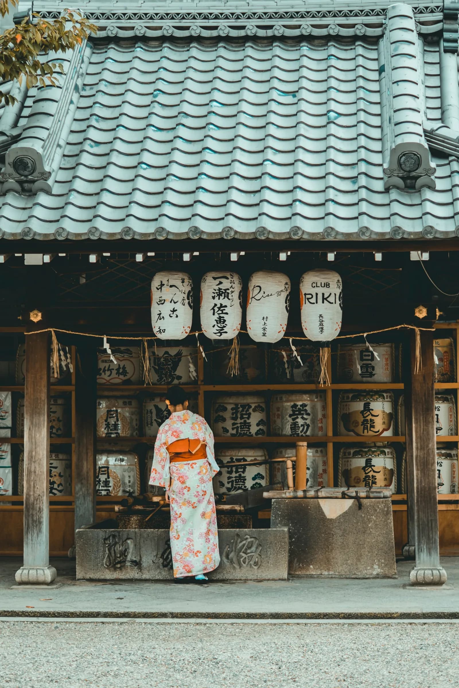 A woman tending to things